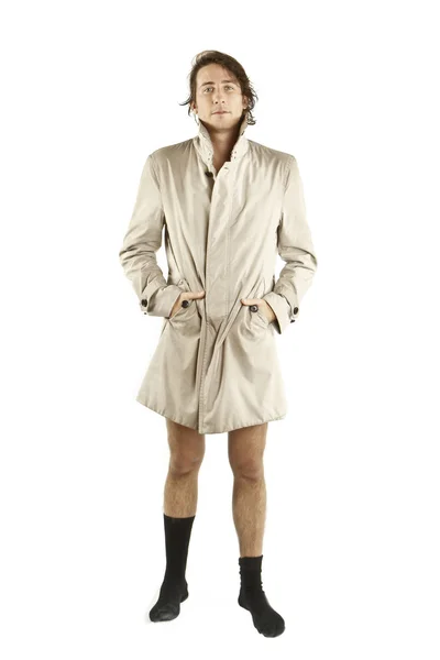 トレンチ コートを持つ奇妙な男 — ストック写真