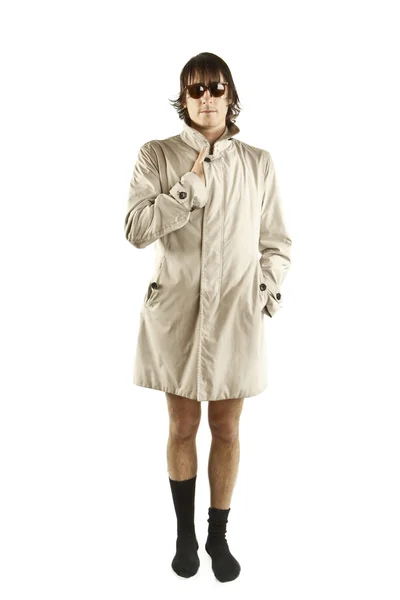 トレンチ コートを持つ奇妙な男 — ストック写真