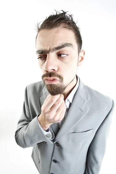 Louco jovem empresário expressões faciais — Fotografia de Stock