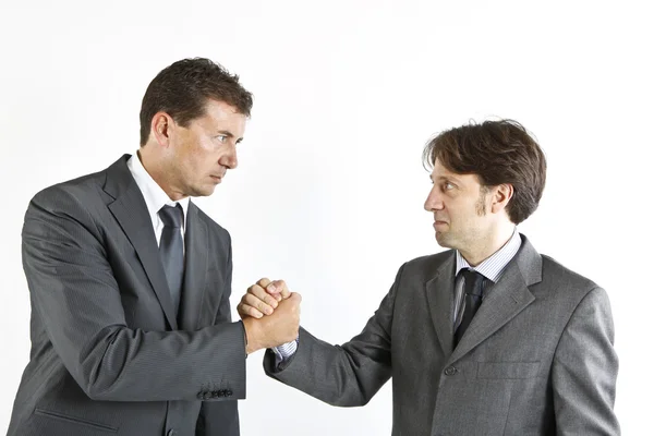 Two businessmen handshake isolated on white Royalty Free Stock Photos