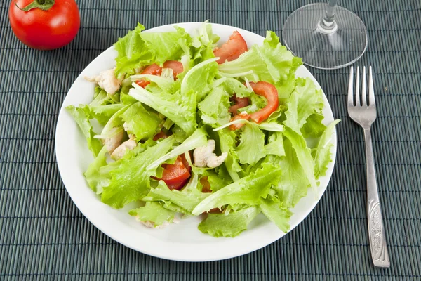 Salade fraîche au poulet et tomates — Photo