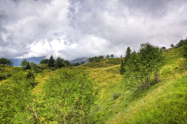 Nublado valle de montaña — Foto de Stock