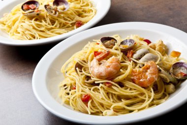 Deniz ürünleri makarna spagetti