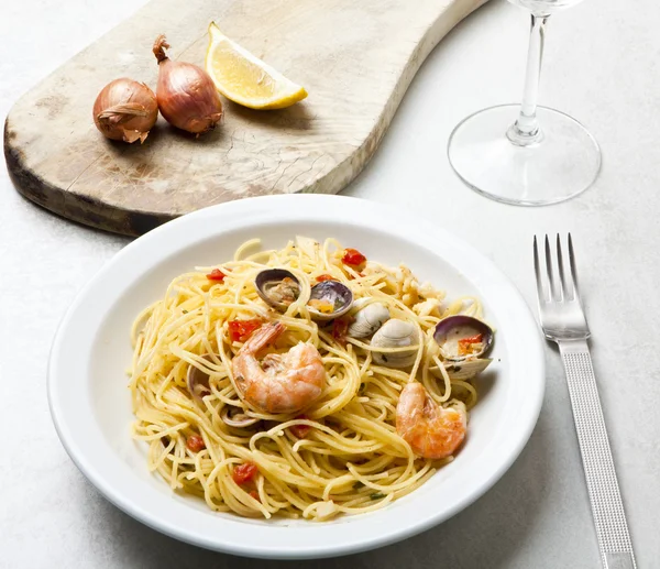 Skaldjur marinara spaghetti — Stockfoto