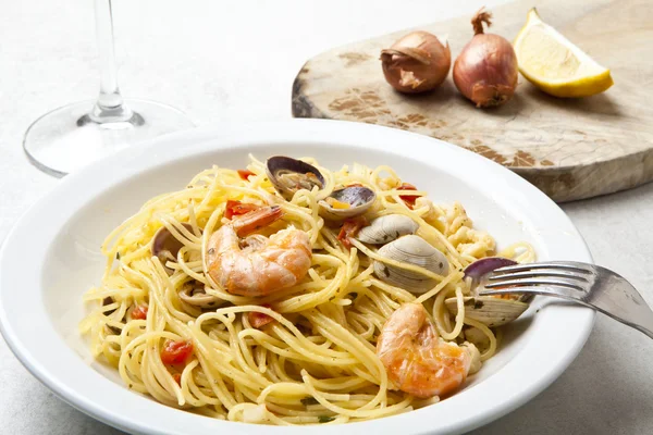 Seafood marinara spaghetti — Zdjęcie stockowe