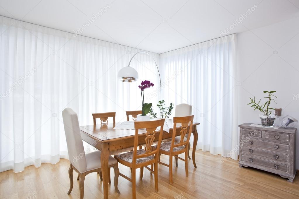 Modern étkezÅ fehér függönyök — stock fotó © tommasolizzul #14001916