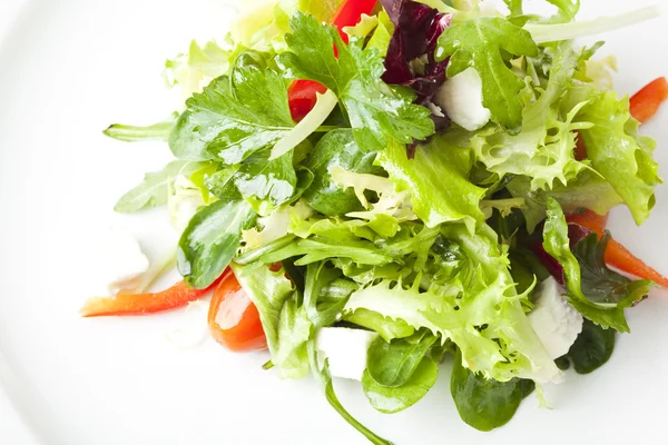 Ensalada verde con queso feta, tomates y pimientos —  Fotos de Stock