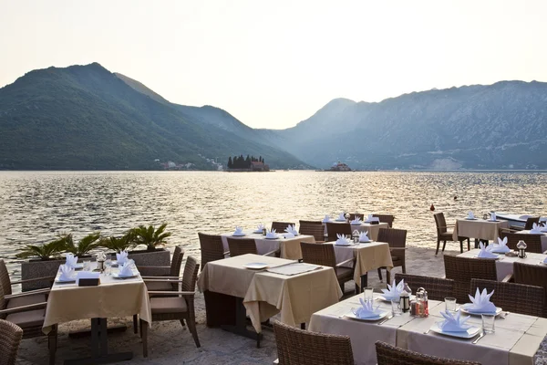 Luxury restaurant on the sea in kotor bay — Stock Photo, Image