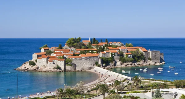 El paisaje de Sveti Stefan island-resort, Montenegro — Foto de Stock