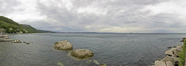 Panoramic view of trieste gulf, italy, stormy weather — Stock Photo, Image