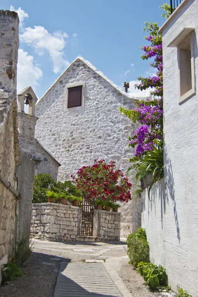 Pucisca, vecchio borgo in brac, croazia — Foto Stock