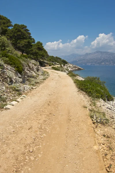 Belle route de terre côtière en croatie — Photo