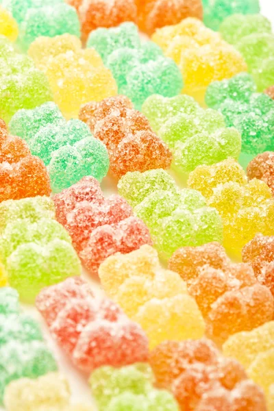 Gummy bear candy in rows — Stock Photo, Image