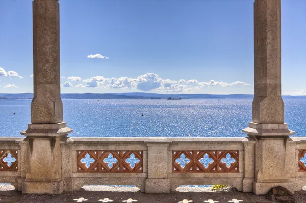 Balcony on the sea in miramare castle trieste — Stock Photo, Image