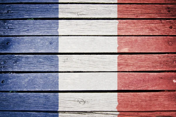 French flag painted on old wood plank background — Stock Photo, Image