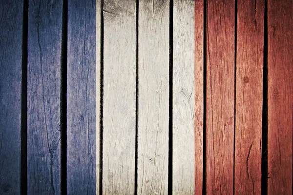 French flag painted on old wood plank background — Stock Photo, Image