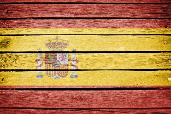 España, bandera española pintada sobre fondo de madera vieja — Foto de Stock