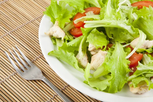 Frischer Salat mit Hühnchen und Tomaten — Stockfoto