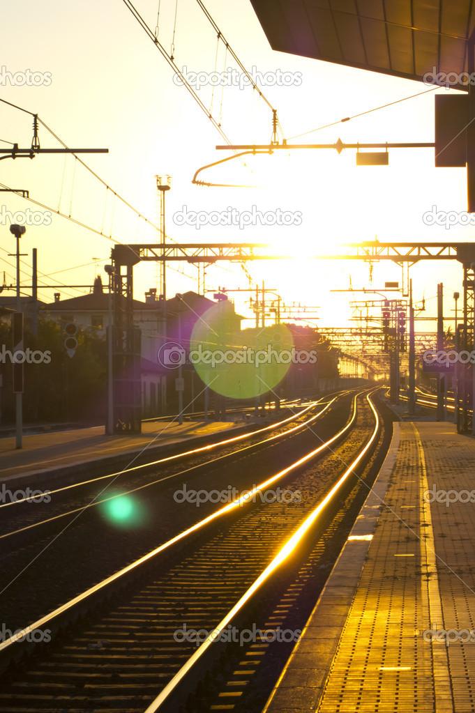 train station in the sunset