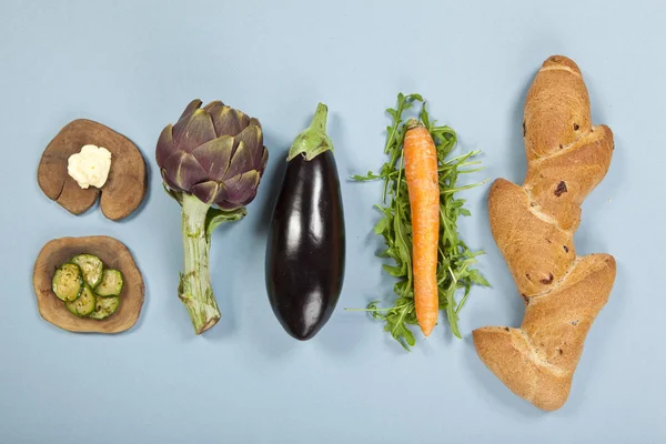 Vegetarian sandwich preparation ingredients — Stock Photo, Image