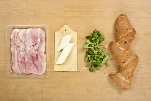 Ham and cheese sandwich ingredients — Stock Photo, Image