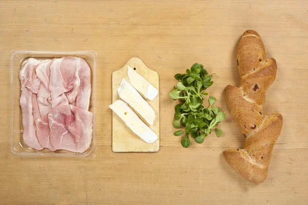 Ham and cheese sandwich ingredients — Stock Photo, Image