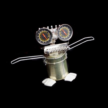 şirin komik robot oyuncak çöp yaptı. atık geri dönüşüm