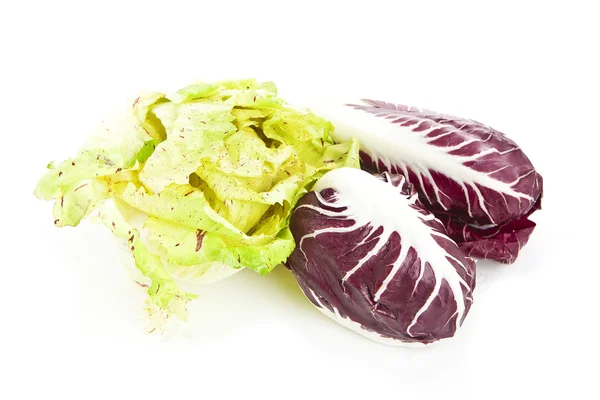 Red and green chicory radicchio isolated over white — Stock Photo, Image