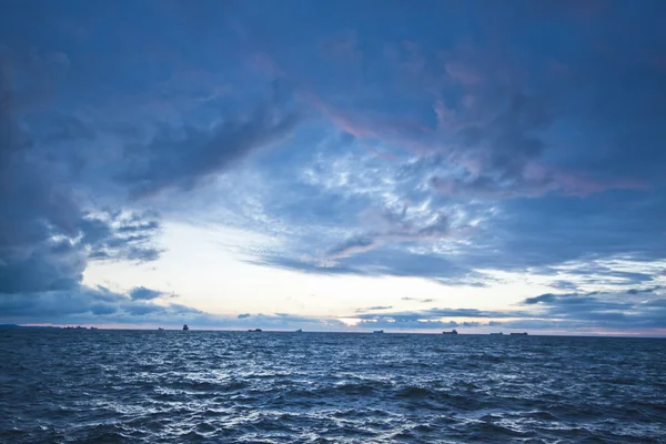 Sunset on the sea, storm seascape Stock Image