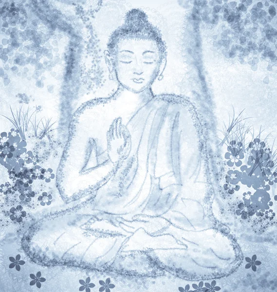 Ritning av mediterar buddha — Stockfoto