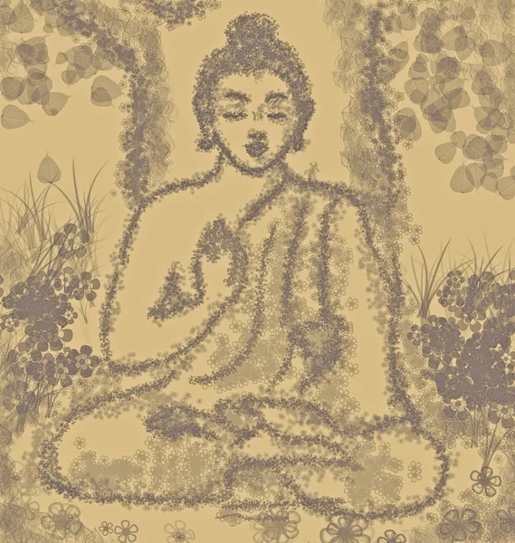 Buda meditasyon çizim — Stok fotoğraf