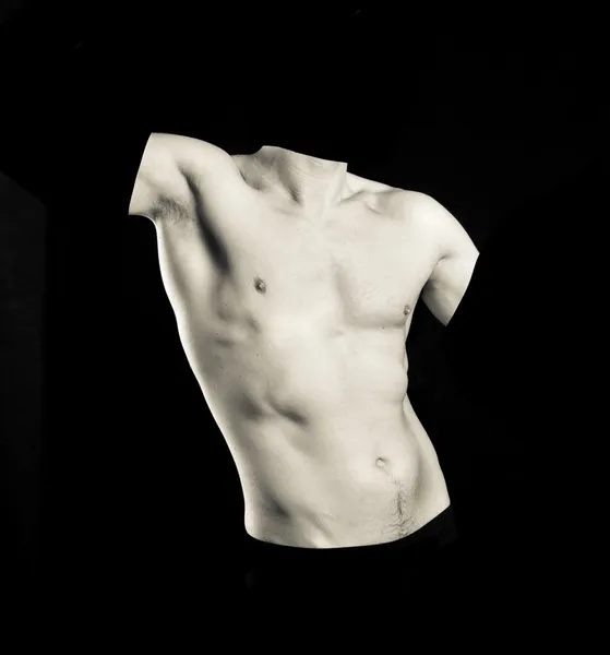 Muscular man's torso, marble statue effect — Stock Photo, Image