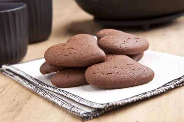 lezzetli çikolata kalp şekli bisküvi