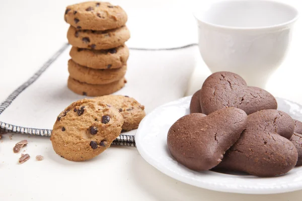 Galletas de chocolate galletas, delicioso desayuno — Foto de Stock
