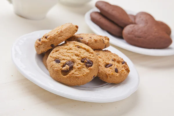 Chocolate cookies biscuits, delicious breakfast — Stock Photo, Image