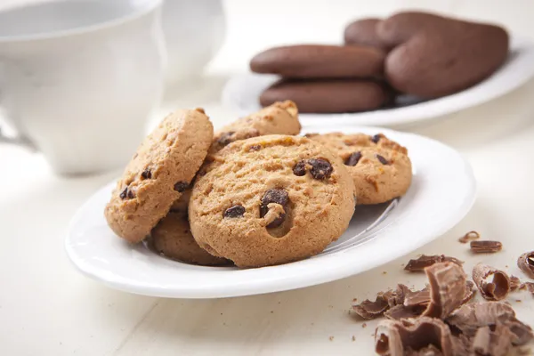 Çikolata kurabiye bisküvi, lezzetli kahvaltı — Stok fotoğraf