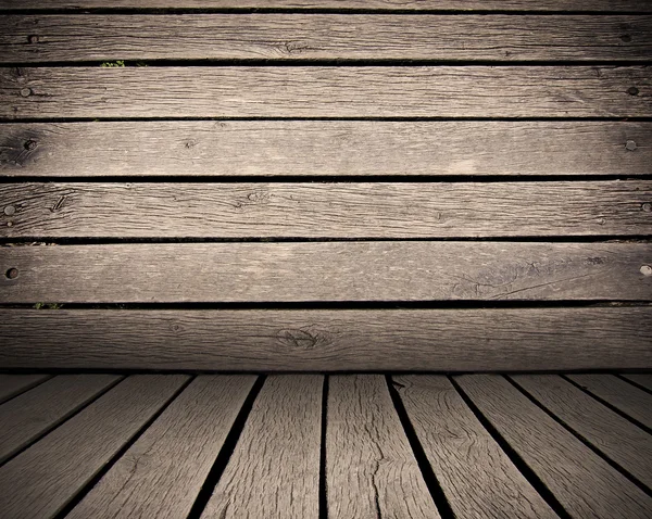 Wooden planks interior background, wood floor and wall — Stock Photo, Image