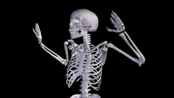 Skeleton disco dansen - plus alpha cgi uitzoomen — Stockvideo