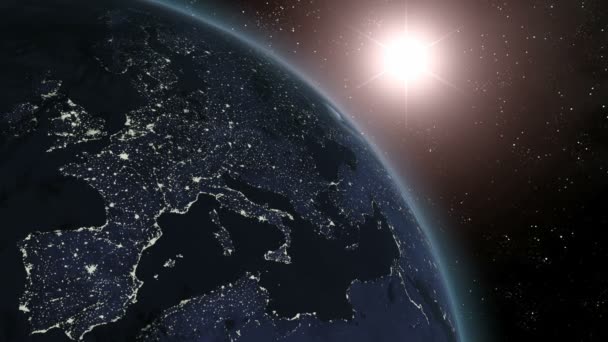 Terre (Highend) Lever de soleil sur l'Europe CGI HD — Video