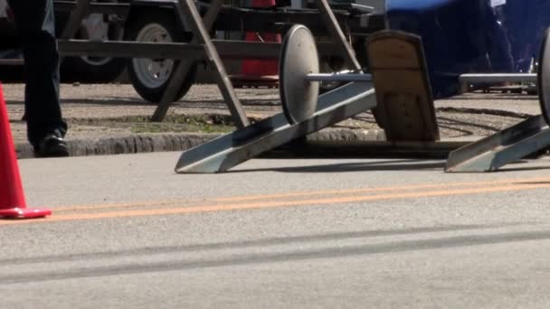 Kids participate in a Soap Box Derby race — Stock Video