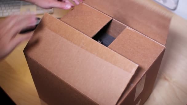 Коробка відвантаження жорсткого диска — стокове відео