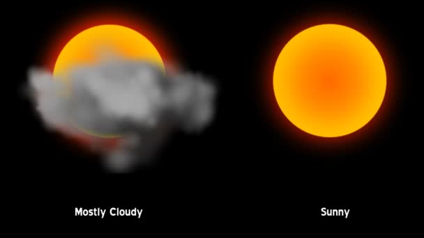 Iconos meteorológicos animados con alfa mate — Vídeo de stock