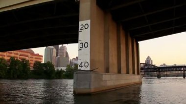 Pittsburgh, pennsylvania nehirden gün batımında görülen manzarası.