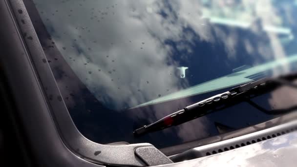 Een parkeerticket plaatsen op de voorruit van een auto. — Stockvideo