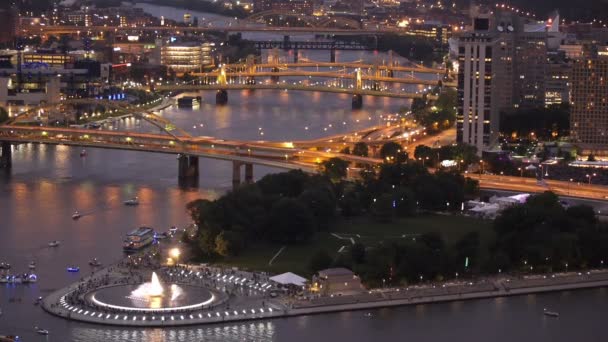Pittsburgh por la noche — Vídeo de stock