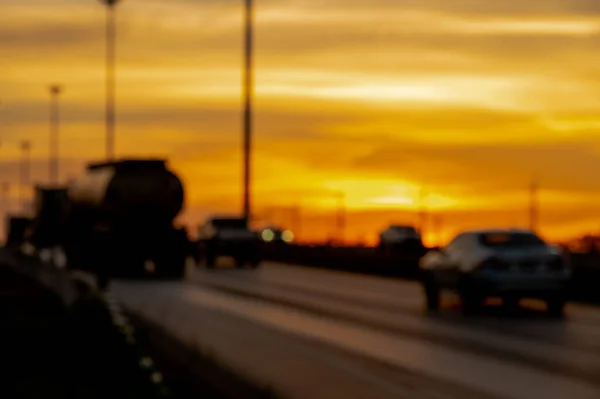 Camión Con Conducción Carga Carretera Transporte Atardecer Verano —  Fotos de Stock