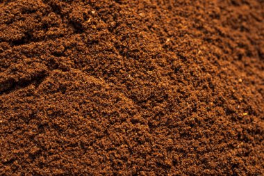 Arka plan için öğütülmüş kahvenin dokusunu kapat..