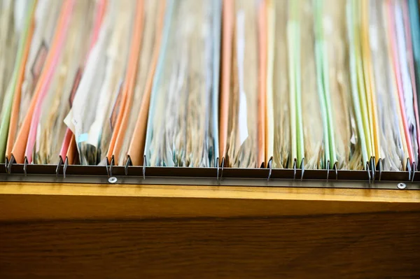 Important Financial Investment Documents Stored Filing Cabinets Office — Foto de Stock