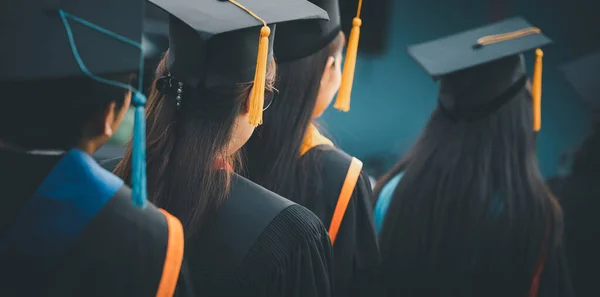 Vissza Diplomások Ünnepség Siker Diplomások Egyetemen Koncepció Oktatás Gratuláció Diplomások — Stock Fotó