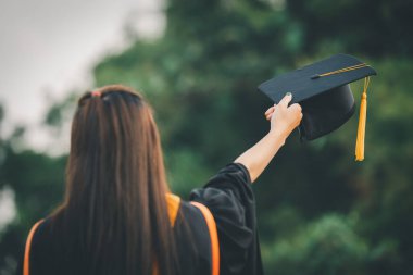 Mezuniyet sertifikası, yeşil arka plan başarısı üniversite mezunları, konsept eğitim mezunları üniversite mezunları.